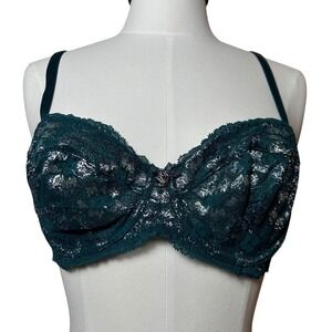 Victoria Secret Bra Body By Victoria‎ Unlined Demi Sexy Green Metallic Lace 36C